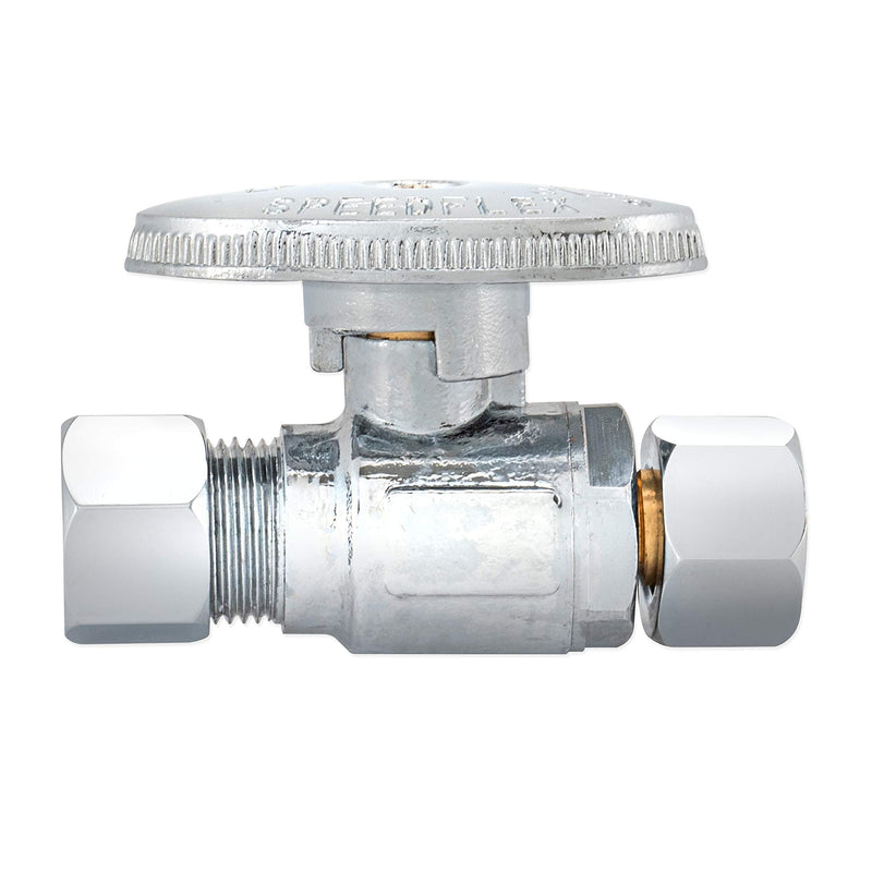 Eastman Retrofit Quarter Turn Stop Valve, 3/8 Inch OD x 3/8 Inch Female Compression, Chrome Plate, 10734LF
