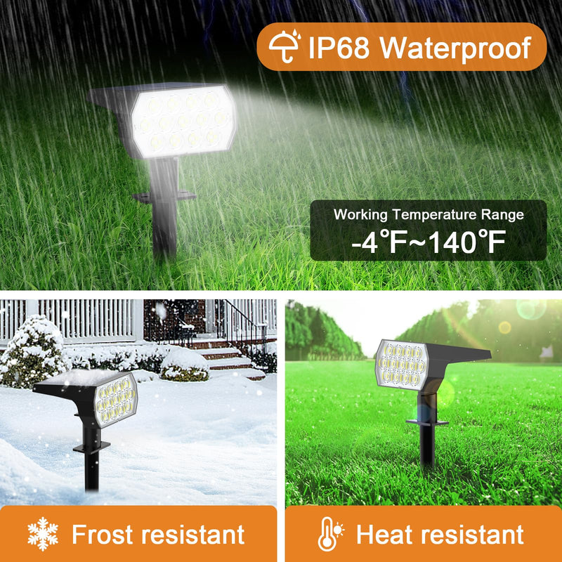 WELALO Solar Spot Lights Outdoor, [6 Pack/65 LED/3 Modes] Solar Landscape Spotlights, Solar Powered Christmas Halloween Lights, IP68 Waterproof Wall Lights for Walkway Yard Garden Driveway(Cool White) 6 Pack Cool White