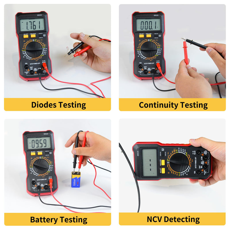Digital Multimeter Multi Tester 2000 Counts Manual-ranging Measurable DCV ACV DCA ACA Capacitance Resistance Frequency with Over Range Protection Backlight LCD Displaying Back Bracket