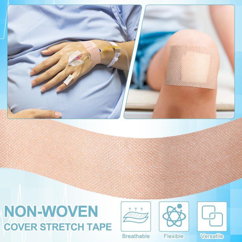Nuanchu 2 Rolls Non-woven Cover Roll Stretch Tape Non-woven Adhesive Bandages Breathable Bandage Tape Cohesive Wrap Bandages Protective Stretch Bandage Roll Film (Beige, 2 Inch x 10.94 Yard) Beige 2 x 393.8 Inch (Pack of 2)
