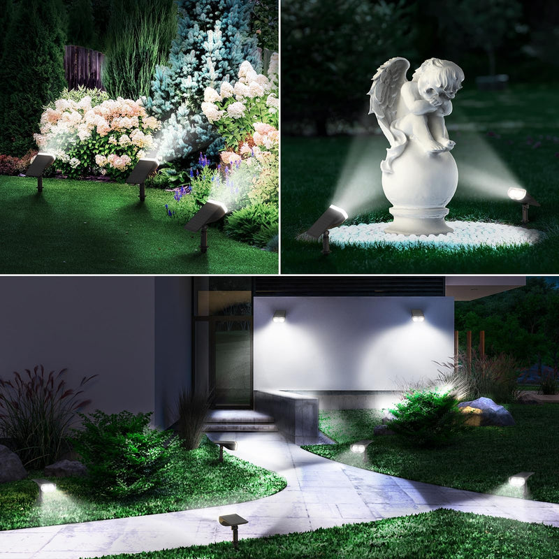 Linkind StarRay Solar Spot Lights Outdoor, IP67 Waterproof Dusk-to-Dawn Landscape Spotlights, 6500K Daylight Wall Lights for Garden Yard, Garden, Yard, (Cool White, 2 Pack) Cool White