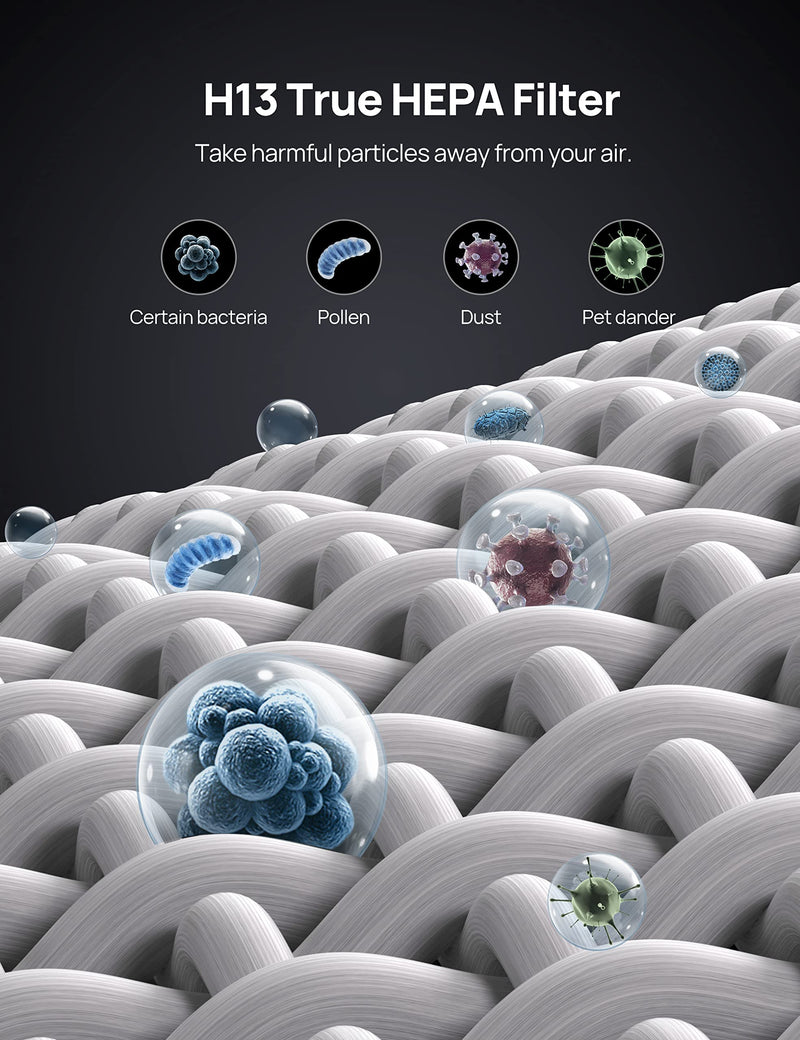 DREO Air Purifiers Filter Replacement for Macro Max S, with 3-in-1 Filter, High-Efficiency Activated Carbon, Removes 99.985% of Pets Hair Particles Dust Smoke Pollen (For DR-HAP003S)