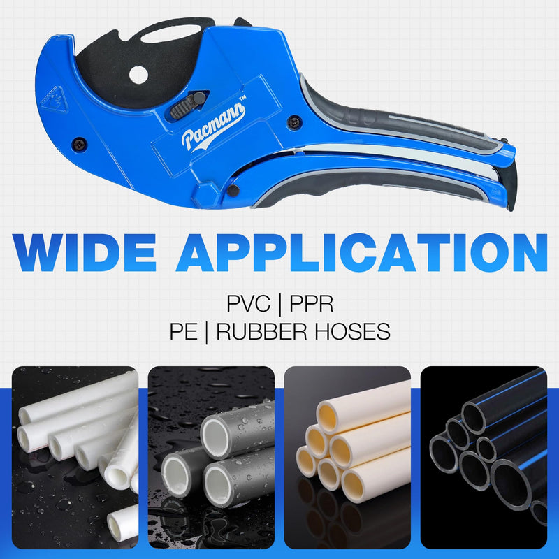 PVC Pipe Cutter, Up to 2-1/2", Ratchet Pipe Cutter Heavy-Duty, Pex Cutting Tool for Cutting PEX, PVC, PPR Plastic Hoses and Plumbing Pipe with Deburring Tool - NewNest Australia