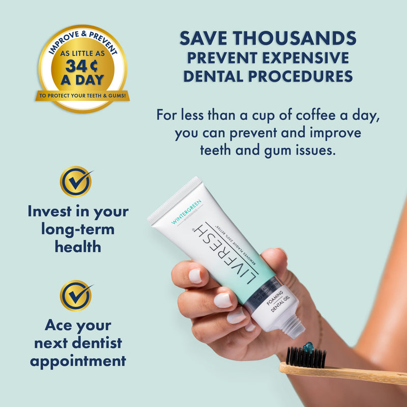 Toothpaste Gel, Clinically Proven to Remove Plaque 250% Better, Improves Gum Health 190% Better, Prevents & Reduces Tartar, Freshens Breath, SLS Free Dental Gel, Wintergreen Wintergreen, Foaming, Whitening