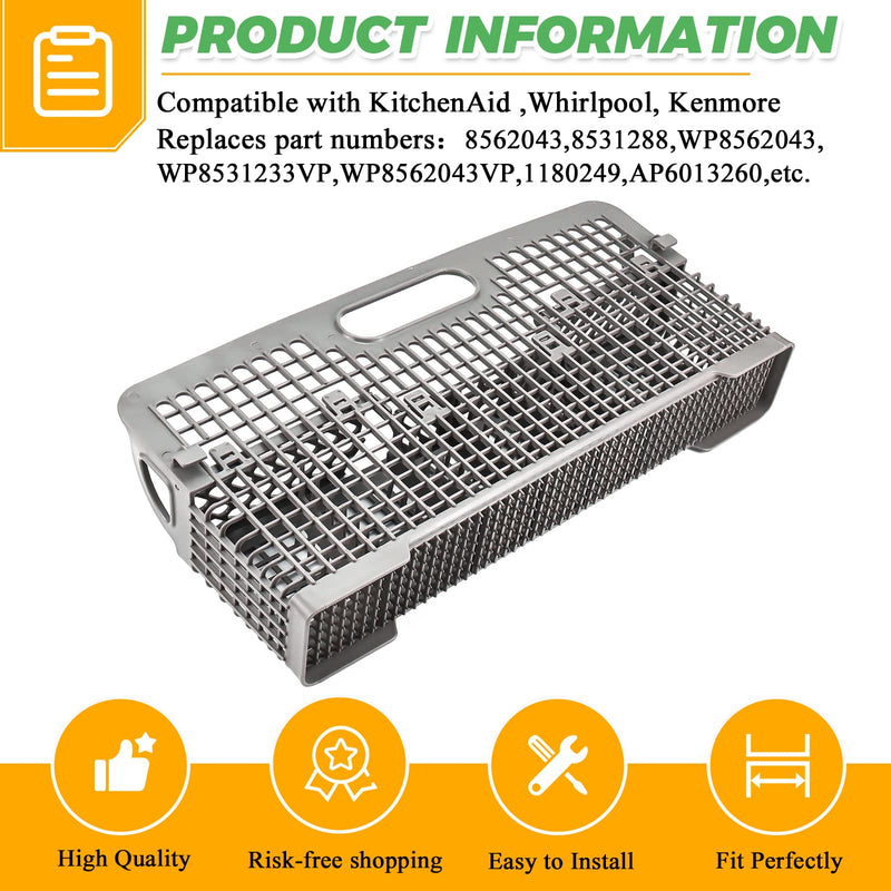 WP8562043 8531233 Universal Dishwasher Silverware Basket Replacement for Whirlpool Kitchen-aid Dishwasher Utensil Basket - Replaces Kitchen-aid Dishwasher Basket W10190415 8531288 8562043 WP8531233VP