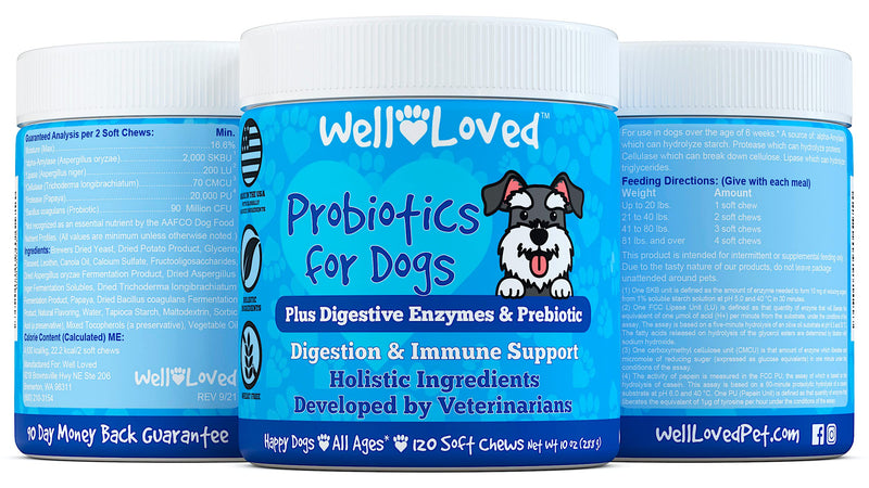 Well Loved Probiotics for Dogs - Dog Probiotics and Digestive Enzymes, Made in USA, Vet Developed, Dog Probiotic Chews with Prebiotics, Diarrhea Treatment, for Itchy Skin, Gut Health & Gas Relief - PawsPlanet Australia