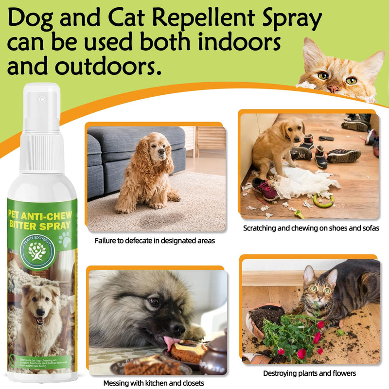 Anti-Chew Bitter Apple Spray for Dogs 120ml, Deter Dogs and Cats from Chewing Furniture and Other Household Items, Friendly Formula Training Spray for Indoor & Outdoor Use