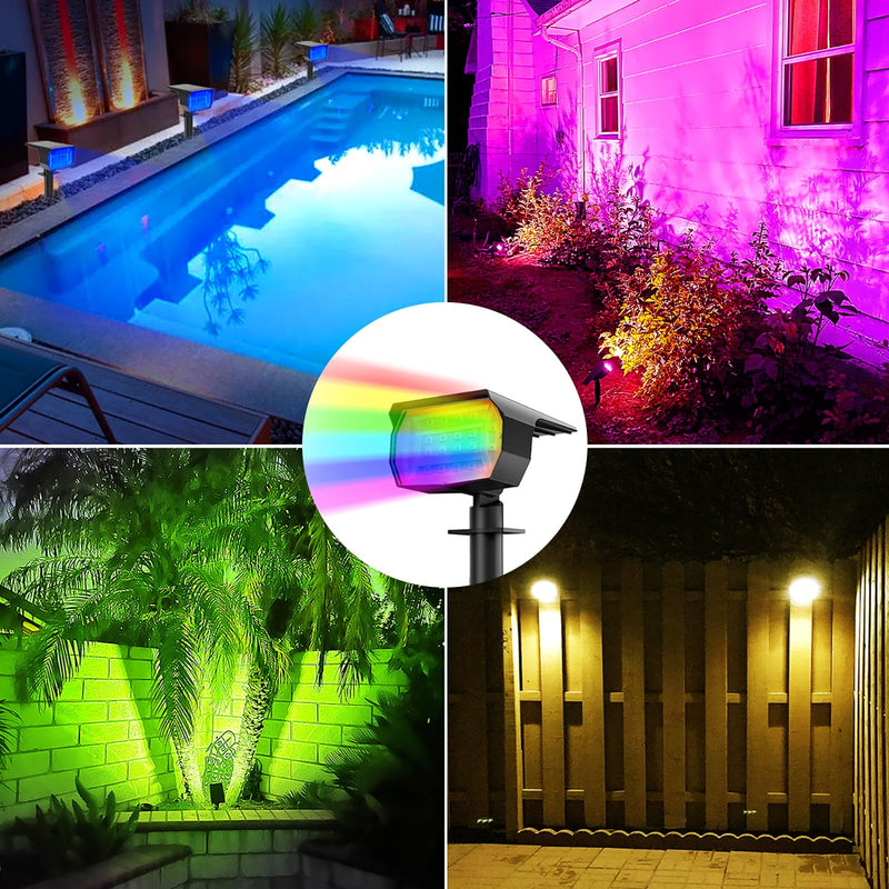nipify 4 Pack Solar Spot Lights Outdoor Color Changing, 7 Modes Halloween RGB Solar Powered Waterproof Spotlight, Landscape Lighting for Outside Yard Garden Pathway Multicolor