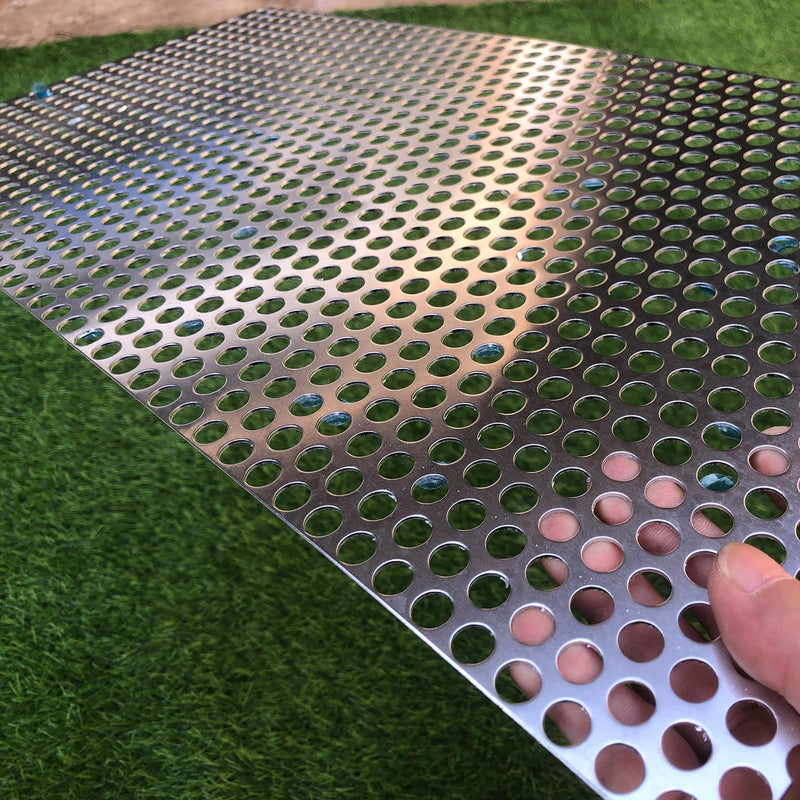 Aluminum Perforated Metal Sheets 16 Gauge 23.6 inch by 11.8 inch Expanded Metal Mesh Aluminum Opening 2/5" 0.4 inch (About 10 mm) Perforated Steel Sheet Mesh Screen Decorative 23.6" X 11.8" 1