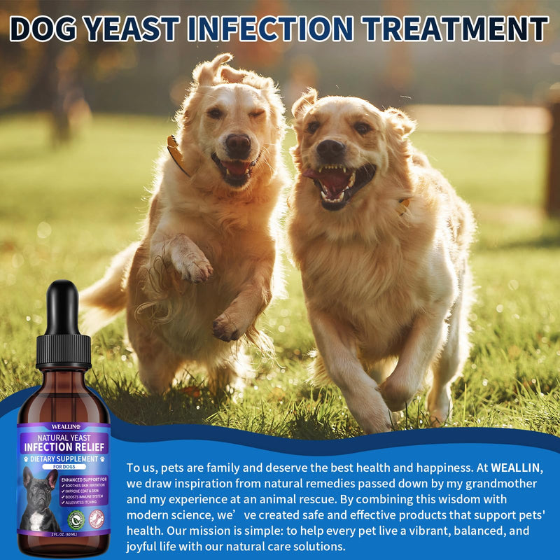 Natural Yeast Infection Treatment for Dogs | Probiotic-Powered Drops with 8-Herbal Blend | Supports Skin, Ears, Allergy Relief | Dog Yeast Infection Treatment Oral Supplement | Bacon-Flavored-2PC 4 FL OZ