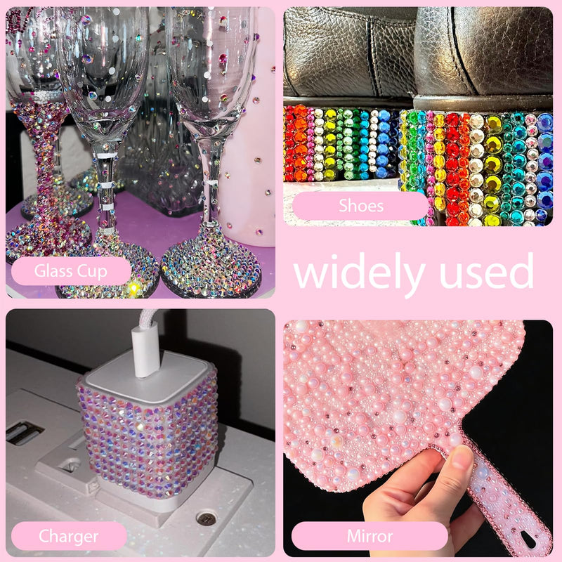 32000Pcs Resin Flatback Rhinestones for Bedazzling Kit with 4 Pcs B7000 Glue 3mm Multicolor Bedazzler Kit with Rhinestones and Tools DIY Bedazzling Gems for Crafting Clothing Shoes Cups Set 1 - 4 Boxes Resin Rhinestones