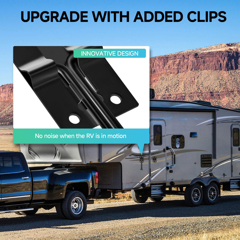 RV Door Holder with Silent Snap, Upgrade Noiseless Black Metal Camper Door Holder Trailer Door Latch, Catch T-Style Door Holder to Keep Door Open for Cargo Trailer, Truck (2 Pack,6 Inch)