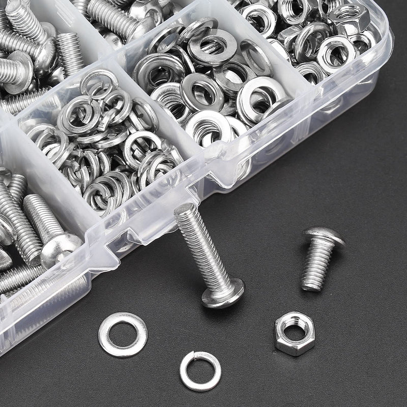 210 Pieces M5 x 6mm /8mm /10mm /12mm /16mm /20mm, Hex Button Head Cap Metric Screws Bolts Washers Nuts Kit, 304 Stainless Steel