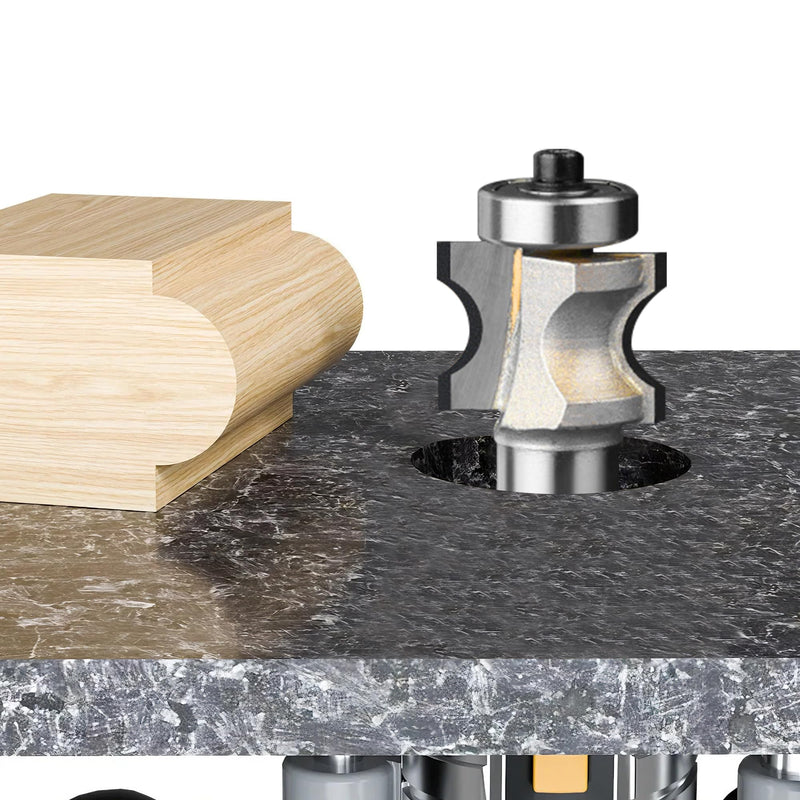 HUHAO Bullnose Beading Router Bits with 1/2-Inch Shank Carbide-Tipped Corner Beading Bits Set Radius:3/16" 1/2*3/16