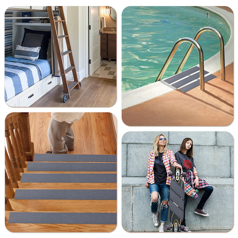 Qingluan Grip Tape, Heavy Duty Anti Slip Tape for Stairs Outdoor/Indoor Waterproof 1" x 65 ft, Safety Non-Slip Roll for Stair Step Traction Treads Stair Non Slip Strips Grey 1 Inch x 65 Feet