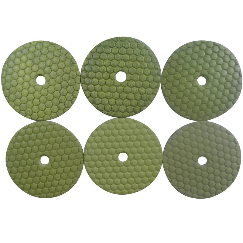 4 Inch 6-Step Dry Diamond Polishing Pads for Granite Stone Concrete Marble 6 Piece Set