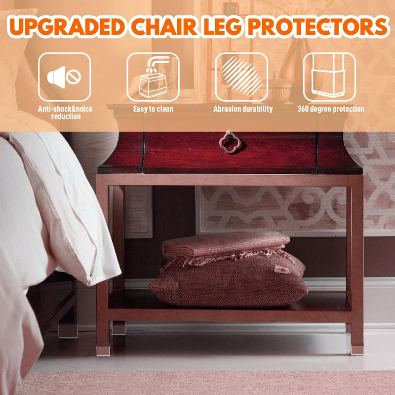 Rectangle Chair Leg Protectors for Hardwood Floors,16 PCS Silicone Covers to Protect Wood Tile Floors Felt Pads Furniture Leg Caps Reduce Noise. Easy to Move.(Clear,0.75 x 1 Inch,Rectangular) Clear (0.75 x 1")Rectangle