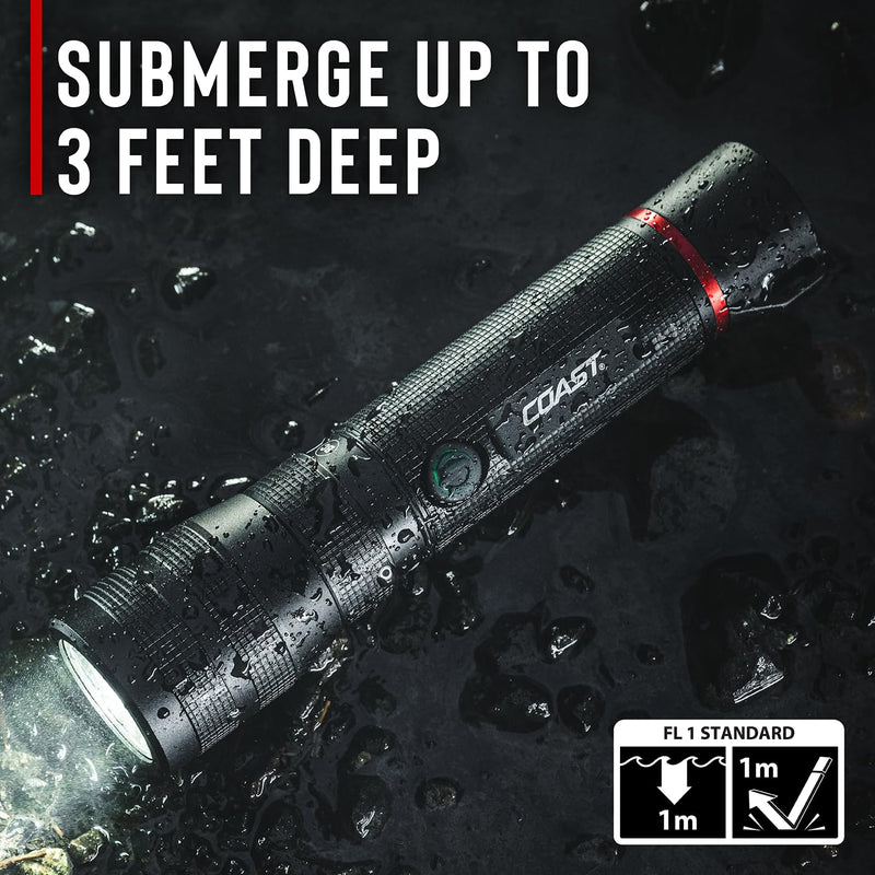 Coast G60R 1000 Lumen Waterproof Rechargeable LED Flashlight, 2-Pack