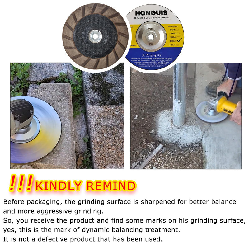 7 inch Ceramic Bond Edge Cup Grinding Wheel,5/8"-11 Arbor for Concrete Smoothing Polishing with Handheld Grinder,200 Grit 7" 200 Grit