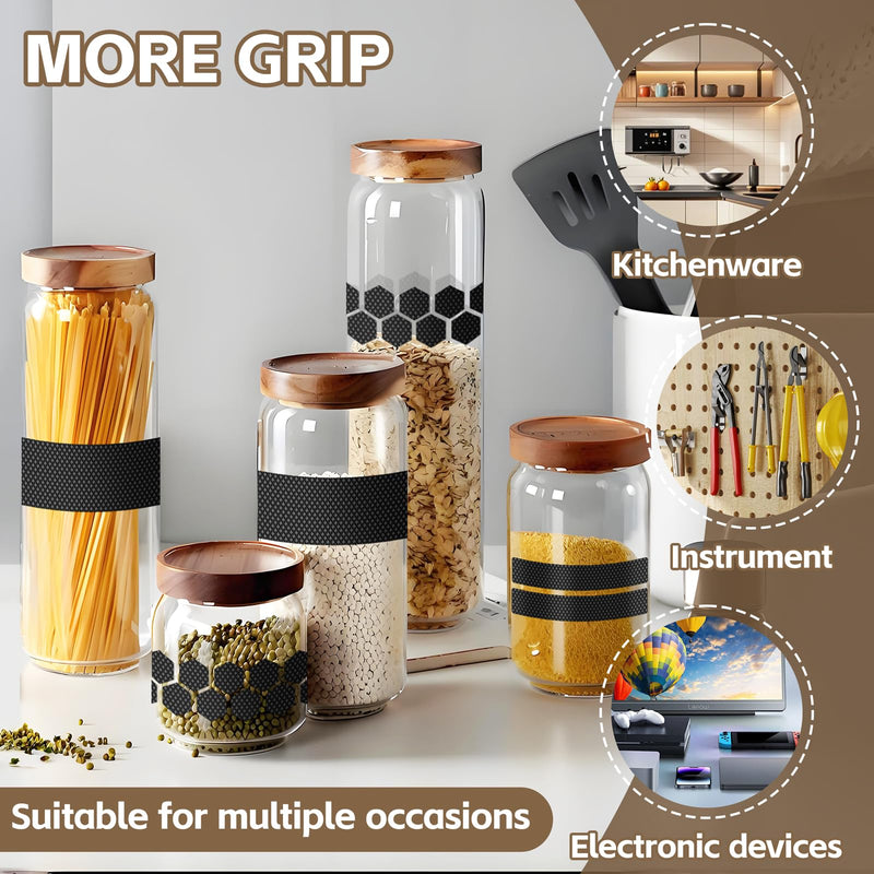 Rubber Grip Tape Kit, Durable Non-Slip Tape with 92 Customizable Pre-Cut Strips, Ideal for Increasing Friction and Comfortable on Phones, Cups, Tool Handles, and Game Controllers.(2Pack, Black) 2