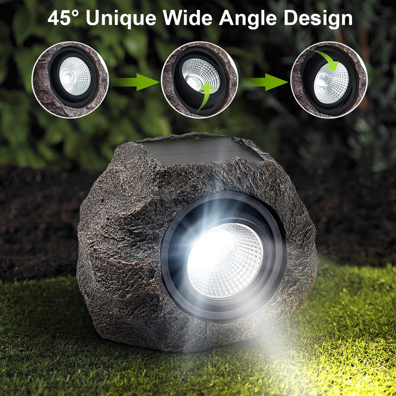 Solar Garden Rock Lights Outdoor - IP65 LED Waterproof Solar Spotlight, Solar Powered Landscape Path Decorative Garden Stone Lights for Pathway, Walkway, Yard, Patio (2 Pack) 2Pack-Bronze