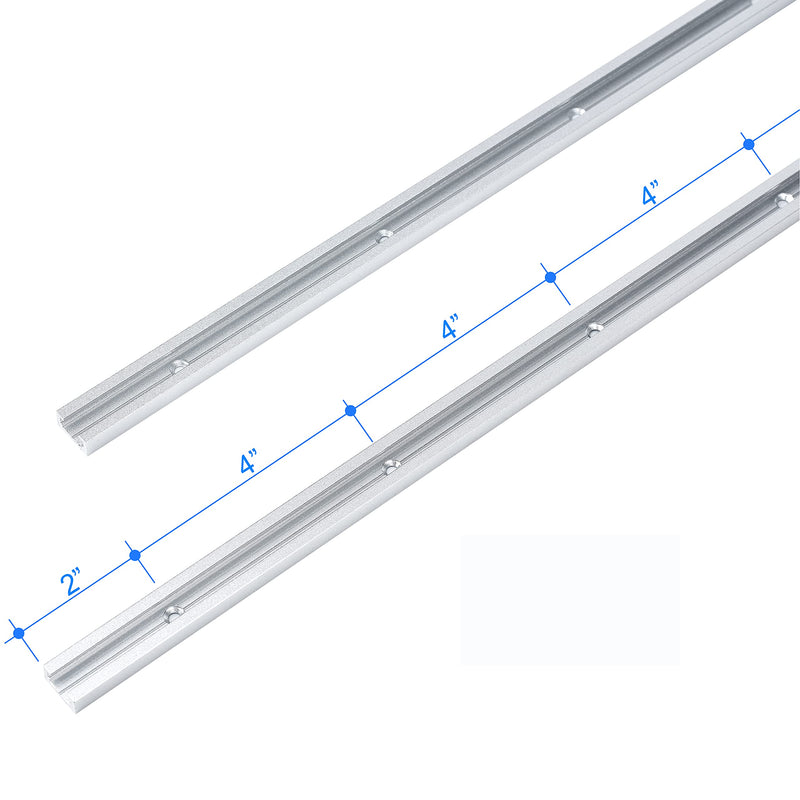 T Track 24" with Wood Screws- Double-Cut Profile Aluminum T-Track with Predrilled Mounting Holes -Woodworking and Clamps-Fine Sandblast Anodized -Silver Color -2 Pack 24" T track ,2pk