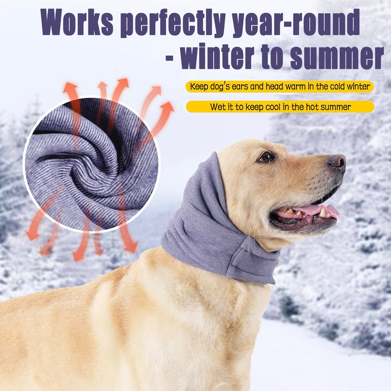 Meifsou Quiet Ears for Dogs - Adjustable Ear Covers for Noise, No Shake Dog Head Wrap, Dog Calming Hood for Thunder, Lightning, Fireworks, Vet Visits, Polyester and Stretch Cotton Blend, Purple L L-Head Circle(17.7"~23.6")