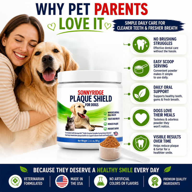 Dog Dental Powder for Dogs & Cats – Bactase Pet™ Enzymes, Astaxanthin & Ascophyllum Nodosum – Helps Reduce Plaque & Tartar, Freshens Breath & Supports Healthy Gums– Made in USA– 30 Servings