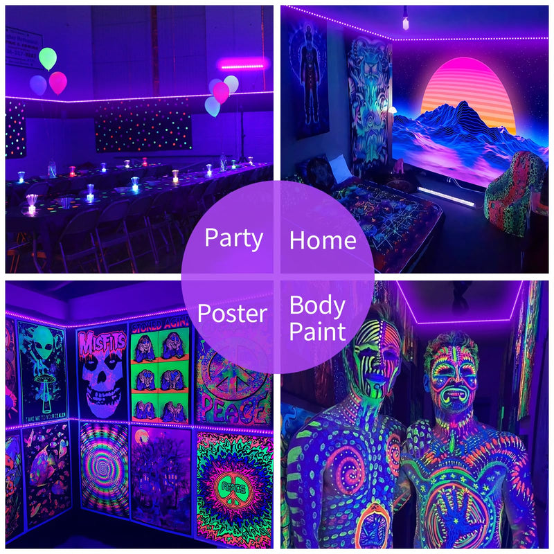 Black Light Strip, 79ft/24M Flexible LED Black Light with kit, 1440 Lamp Beads, 12V Black Light, Halloween Christmas Decoration, Non-Waterproof for Fluorescent Dance, Birthday, Glow Party