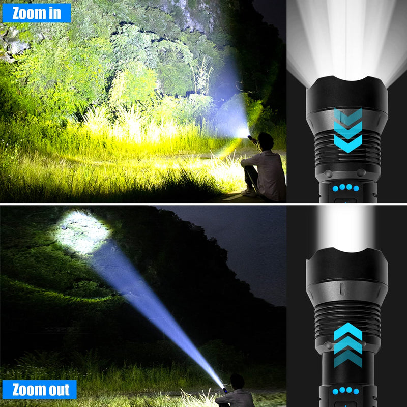 Foleto Rechargeable LED Flashlights High Lumens,Super Bright Flashlight, Powerful Tactical Handheld Flash Light, 5 Modes Zoomable Waterproof Flash Lights for Camping, Emergency 2 pack