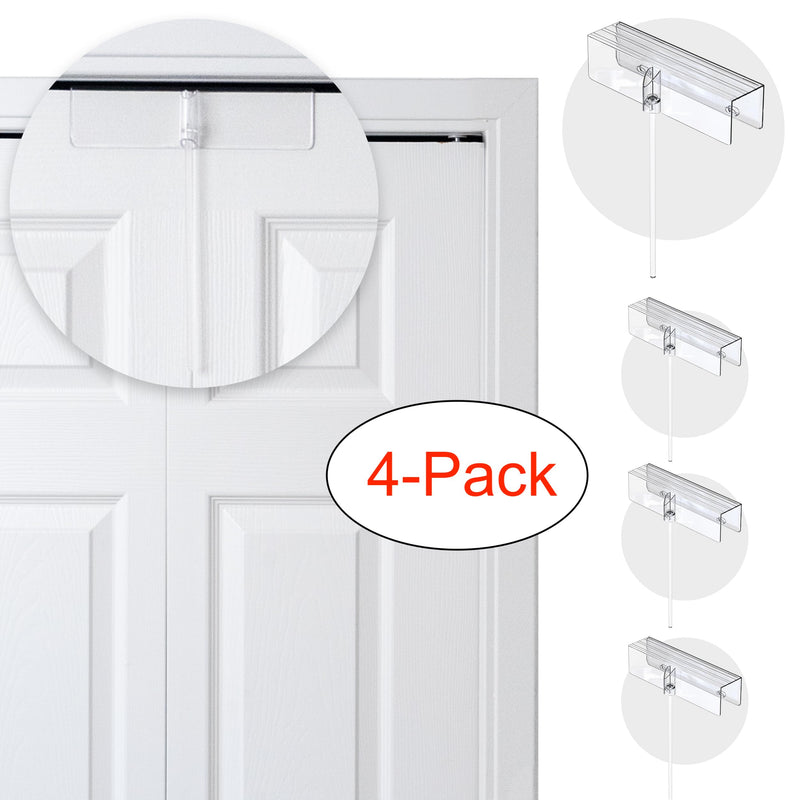 (4- Pack) - Safety Innovations Bi-fold Door Lock - Closet Protection Child and Pet Proof Bi-fold Door Lock - Tool-Free Installation - Unbreakable Clear Polycarbonate - for 1 3/8" Thick Wood Doors