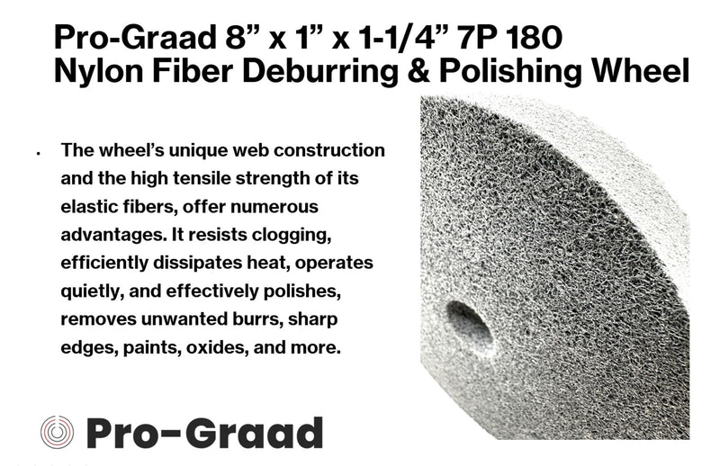 Nylon Fiber Deburring Wheel 8" x 1" x 1-1/4" 7P Hardness 180Grit Silicon Carbide Brushed Polishing Buffing Unitized Wheel for Bench Grinder Buffing Machine with Adapter for 1/2 5/8 3/4 Arbor 8" x 1" x 1-1/4" 7P Hardness 180 Grit