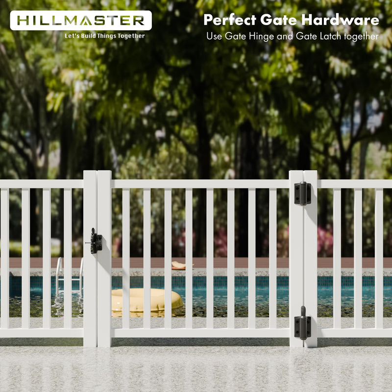 Heavy Duty Self Closing Gate Hinges with Safety Cap,Pool Gate Hinges with Alignment Legs No Rust and Adjustable Fence Hinges Kit for Outdoor Metal Gate,Vinyl Gates,Wood Gate,Black,2 Count