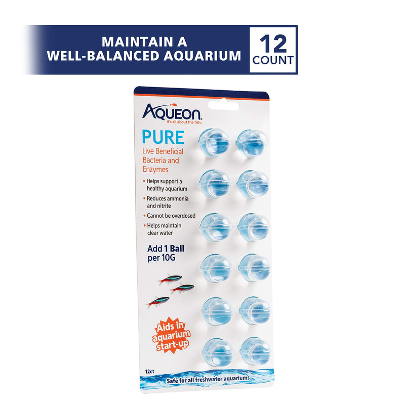 Aqueon Aqaurium Pure Live Bacteria and Enzymes Water Supplement, 10 Gallon 12 Pack
