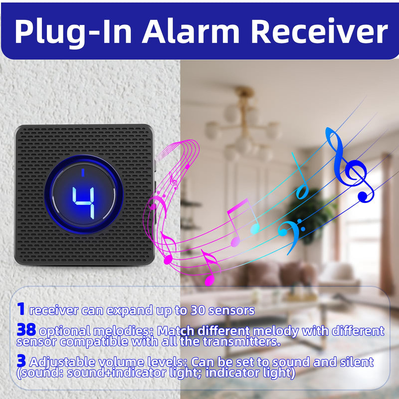 Solar Driveway Alarms Wireless Outside Weatherproof Motion Detector & Sensor for 1000ft Long Range - No Need Replace Batteries Security Driveway Alert System - Monitor & Protect Outside Property 1 Receiver and 1 Sensor