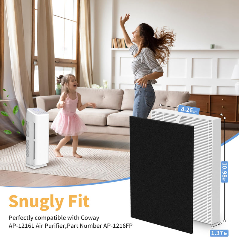 4Pcs 2Sets AP-1216-FP Repacement Filter Compatible with Coway AP-1216L Air Cleaner Purifier 4HEPA+8Pre-filters