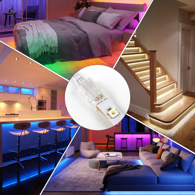 RGBZONE 3 Pin 10mm LED Connector Kit with 32.8ft 3 Pin Extension Cable and 10 Pcs 3 Pin LED Strip to Wire Connectors for 10mm IP20/IP65 SMD 5050 Dream Color LED Strip Light WS2811 WS2812B 3pin 10mm kit