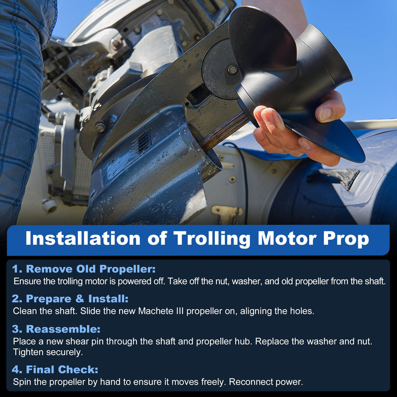 MKP-32 Trolling Motor Propeller for Minn Kota, 2 Blade Weedless Wedge Prop for 3-5/8" Motor Diameter, Outboard Prop 2091160/1865017, for Minn Kota Terrain Edge Endura Etc