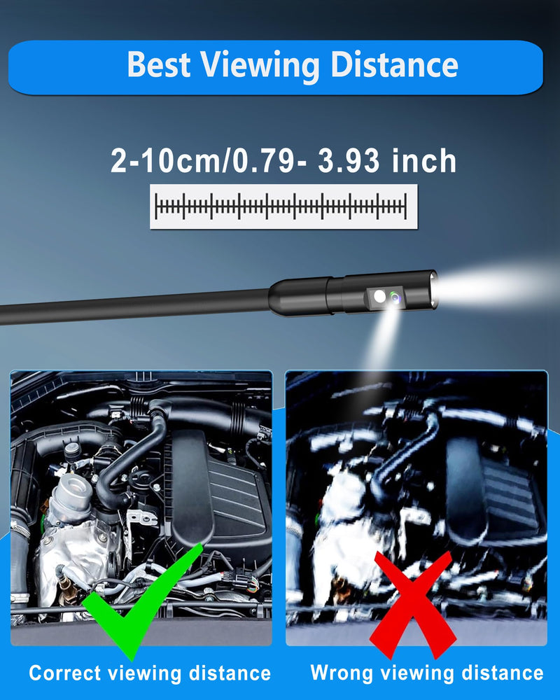 Dual Lens Industrial Endoscope, 1080P Digital Borescope Inspection Camera, 8.0mm IP67 Waterproof, with 4.3" LCD Screen Display, 8 LED Lights,16.5FT Semi-Rigid Cable Blue