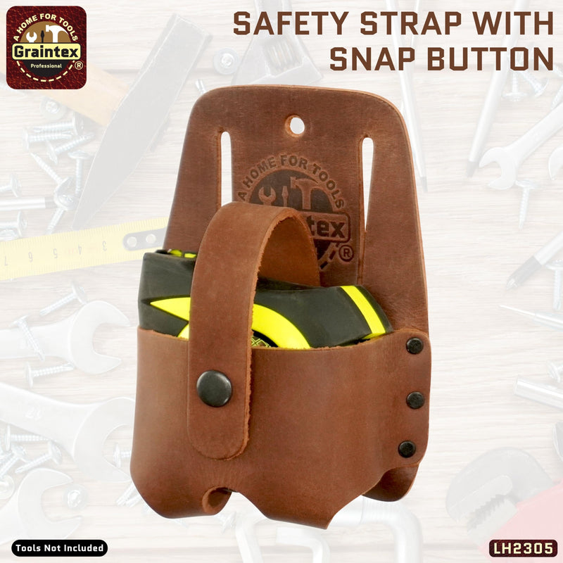 Graintex LH2305 Measuring Tape Holder Top Grain Leather, Wide Belt Tunnel Slot