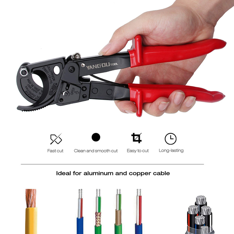 Yangoutool Ratchet Cable Wire Cutter and Heavy Duty Aluminum Copper Ratchet Cable Cutter for Cutting Electrical Wire Up to 240mm² Cutter Pliers 325A