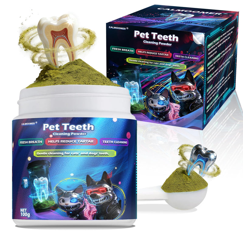 Dog Teeth Cleaning Powder, Pet Dental Powder with Probiotics - Tartar & Plaque Remover, Freshens Bad Breath, No Brushing Teeth Care for Dogs All Breeds - 150g