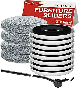 Furniture Lifter Sliders Mover Kit for Carpeted & Hard Floor Surfaces,Move Heavy Furniture Quickly & Easily,3-in-1 Moving System(1 Lifter Tool & 8 Sliders) 1+8 Beige round+4 socks - NewNest Australia