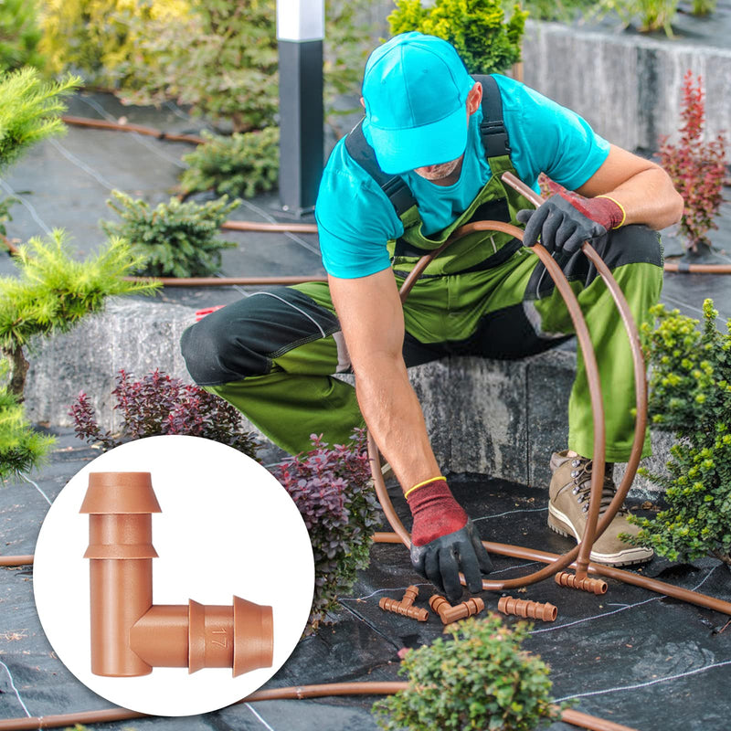 Drip Irrigation Barbed Elbow：20 Pack Drip Irrigation Elbow Parts Fits for 1/2 Inch Drip Irrigation Tubing 17mm 0.600" ID Elbow Connectors for Patio Lawn Garden 20 Pack Elbow