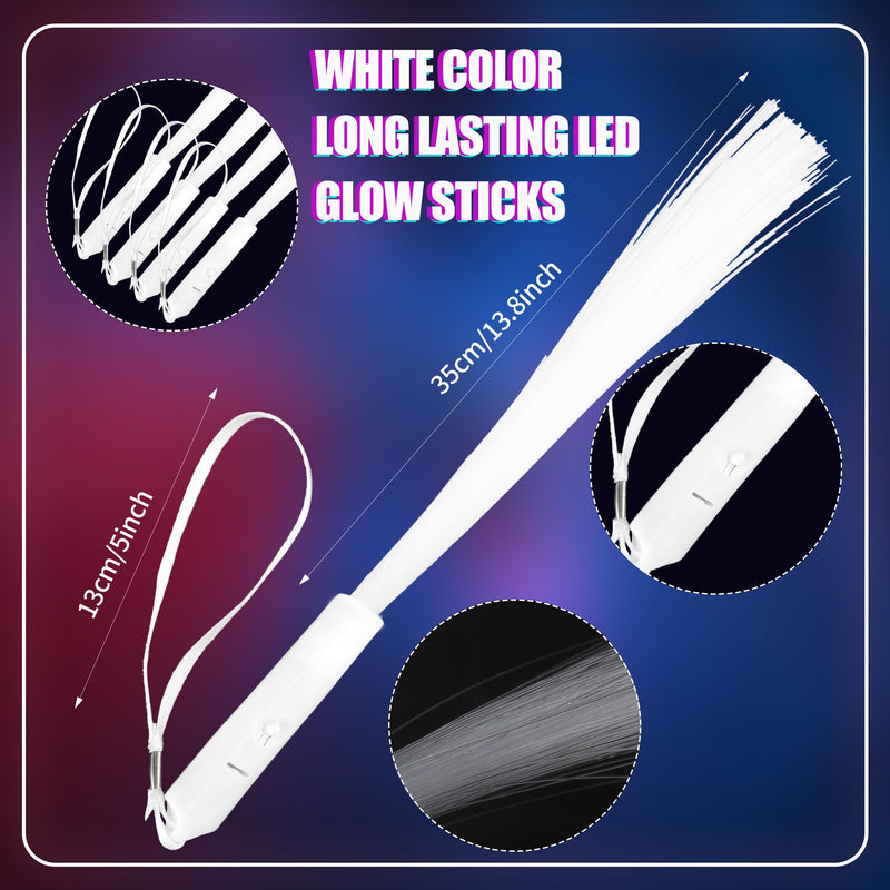 80 Pcs White Fiber Optic Wands LED Light Up StickS Glow in The Dark Wand White Flashing Sparklers with 3 Light Modes for Glow Birthday Wedding Entertainment Props Party Supplies 80