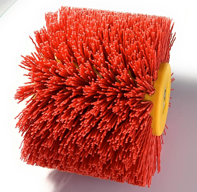 Signi Abrasive nylon bristle Burnishing Brush Drum Drawing Wheel for polishing wood (240 grit red) 240 grit red