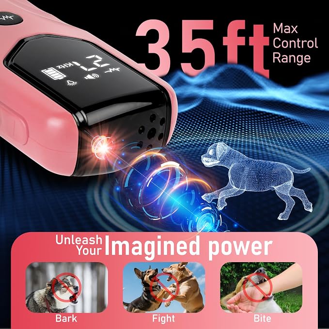 New Anti Barking Device,Dog Barking Control Devices,Rechargeable Ultrasonic Dog Bark Deterrent up to 16.4 Ft Effective Control Range Safe for Human & Dogs Portable Indoor & Outdoor(Pink) - NewNest Australia