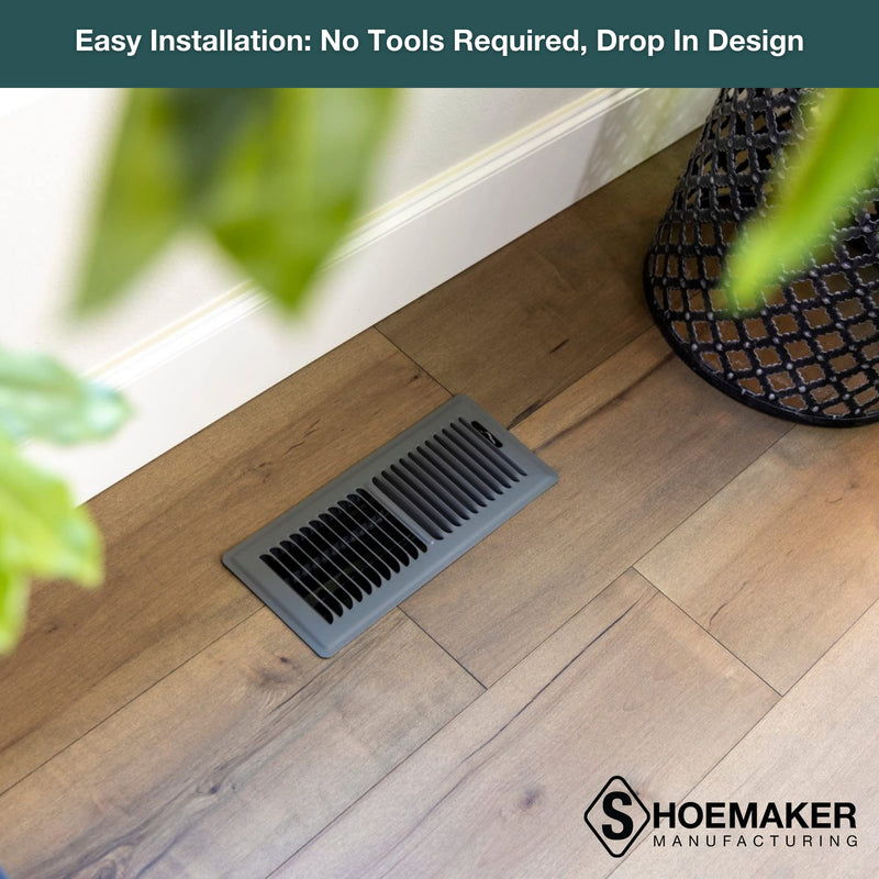 Storm Gray, 4x10, Premium Floor Register, All Steel Heavy Duty Vent Cover Storm Gray