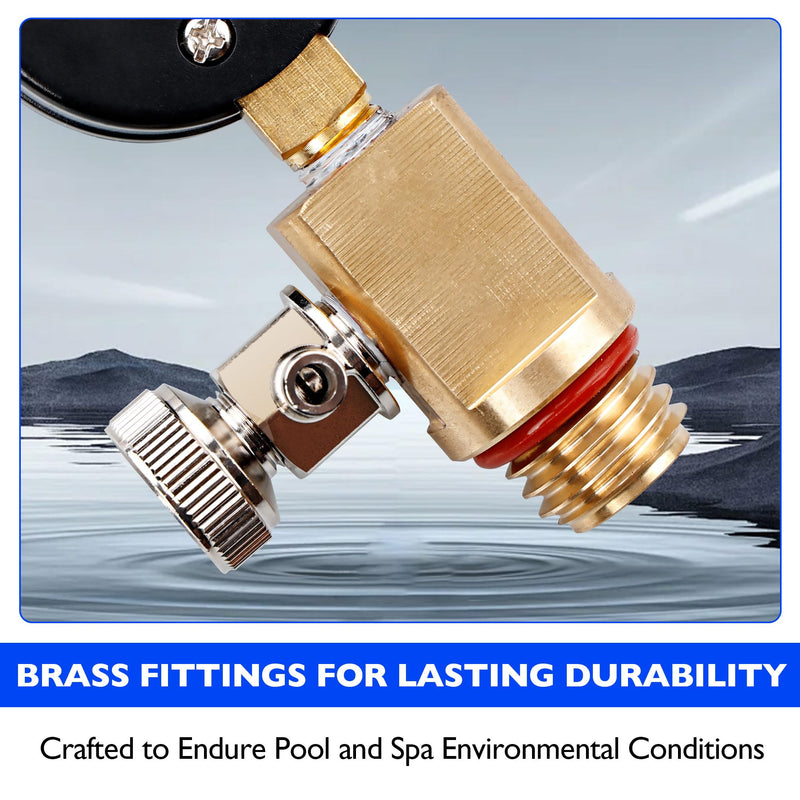 24850-0105 Brass Air Relief Valve and Pressure Gauge Assembly Fit for Sta-Rite System 3 Pool & Spa Cartridge Filters - Durable Brass Valve & Dial Gauge for SM, SD, SS Series Models - Easy to Install