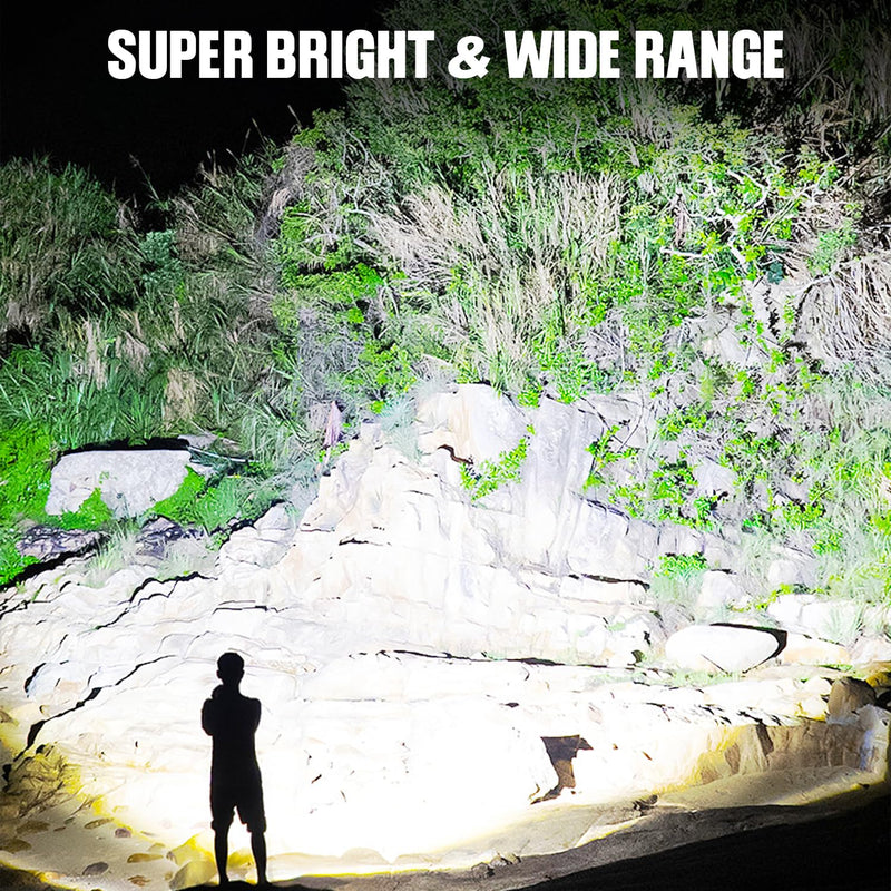 Flashlight Rechargeable Flashlights High Lumens, 99,000 LM Bright LED Flashlight Powered Flash Light, USB Rechargeable Flashlights & Waterproof Handheld Flash lights for Home Camping Hiking(2 Pack)